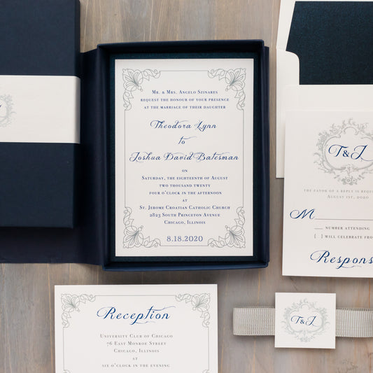 Boxed Classic Love Wedding Invitations