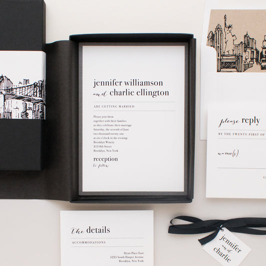City Skyline Boxed Wedding Invitations