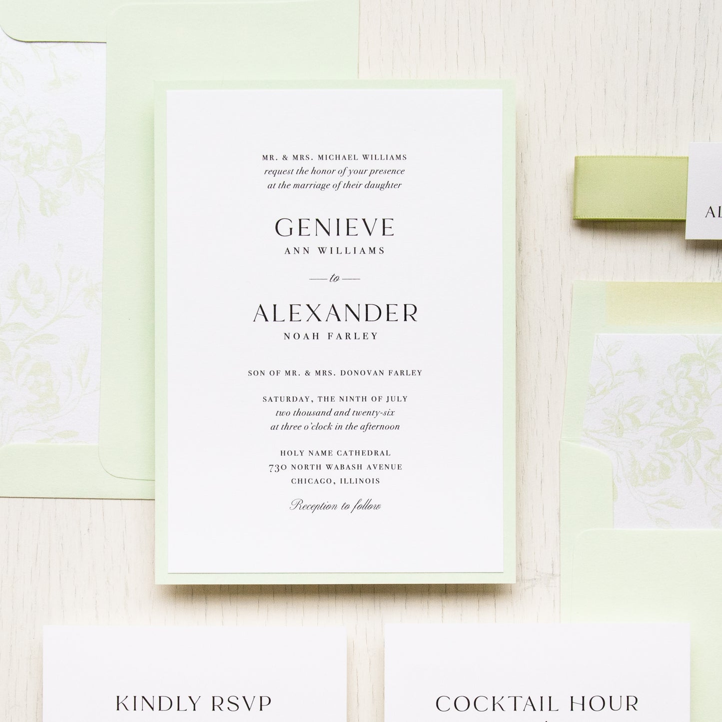 Sage Classic Wedding Invitations