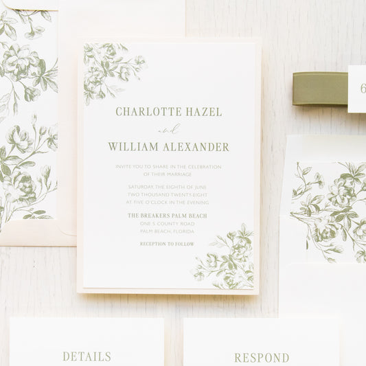 Ivory & Olive Wedding Invitations