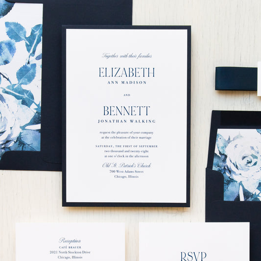 Navy & White Wedding Invitations