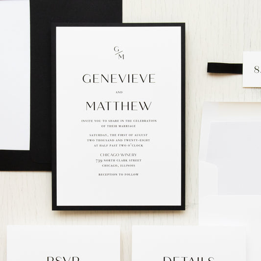 Modern Black Wedding Invitations