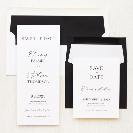 Simple Black Tie Save The Dates