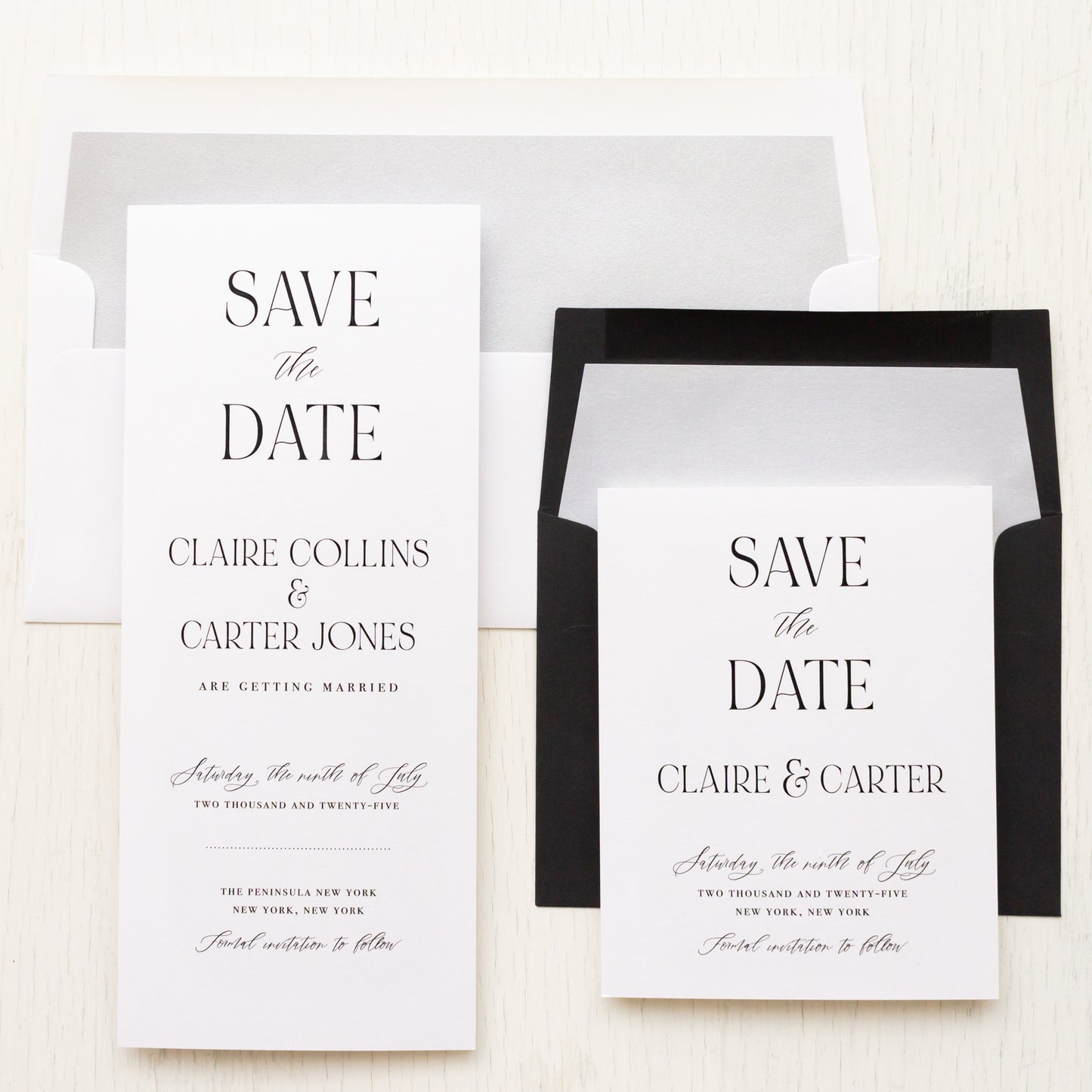 Luxe Black & White Save The Dates