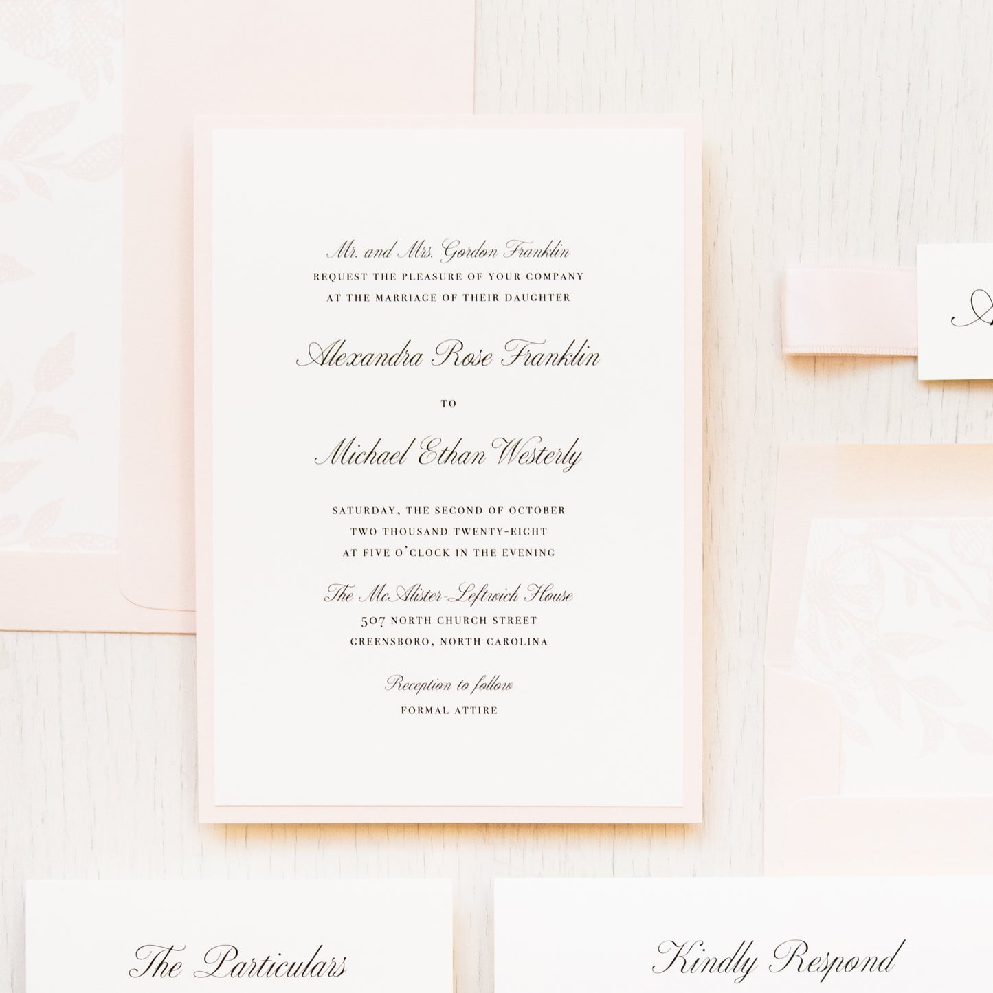 Blush Bouquet Wedding Invitations
