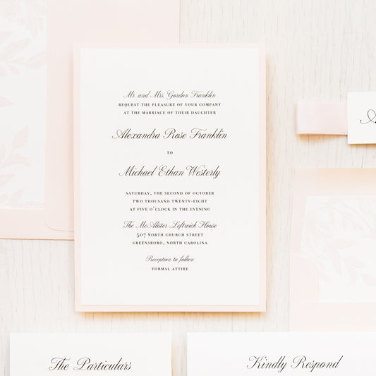 Blush Bouquet Wedding Invitations