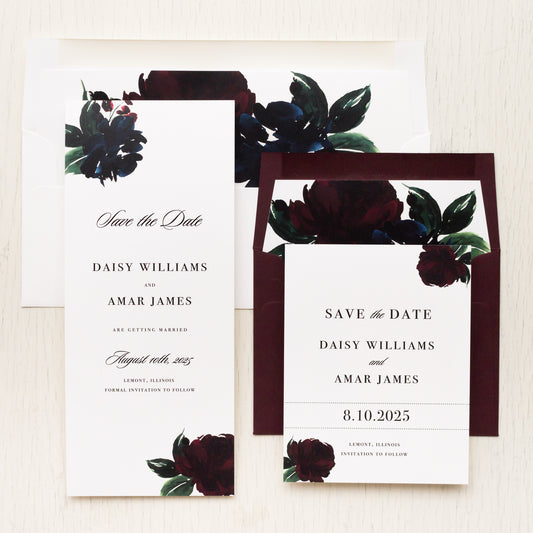 Moody Florals Save The Dates