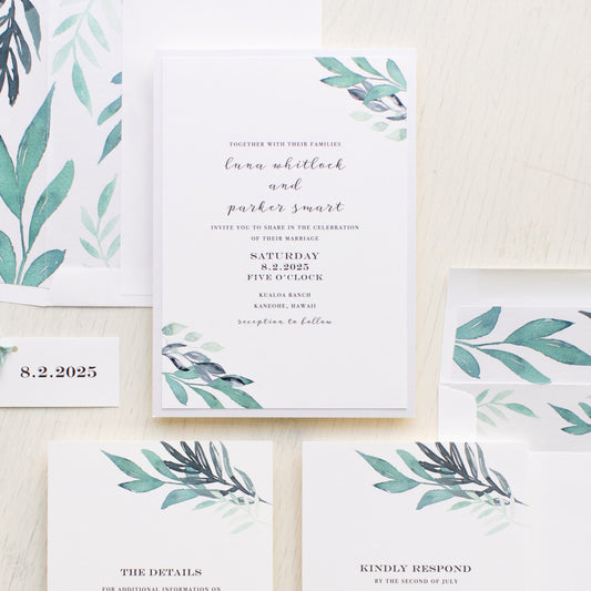Minimal Greenery Wedding Invitations