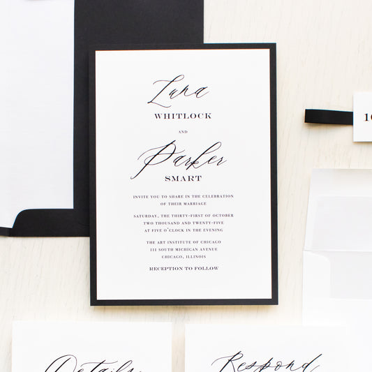 Black & White Type Wedding Invitations