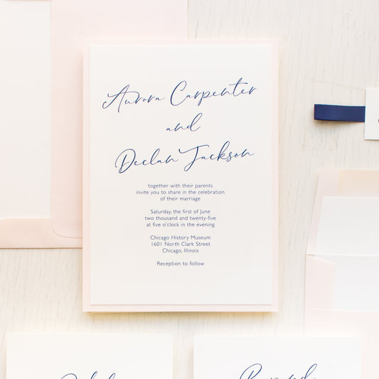 Navy & Blush Duo Wedding Invitations