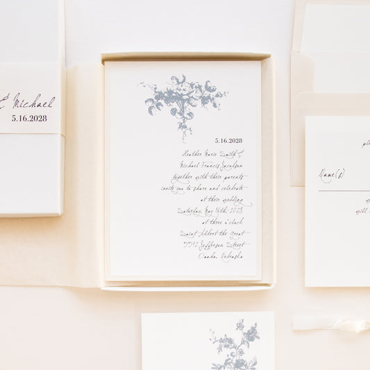 Boxed All White Wedding Invitations