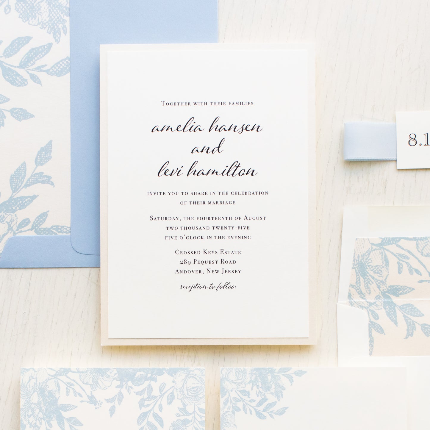 Blue Bouquet Wedding Invitations