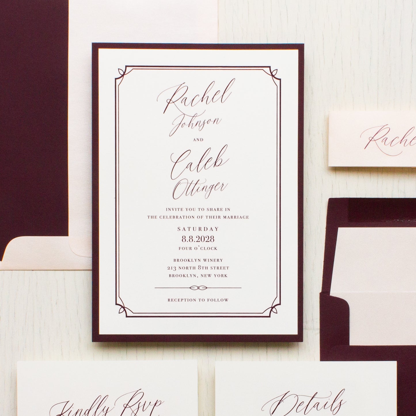 Blush & Burgundy Wedding Invitations