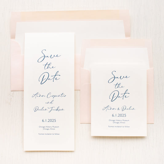 Navy & Blush Duo Save The Dates