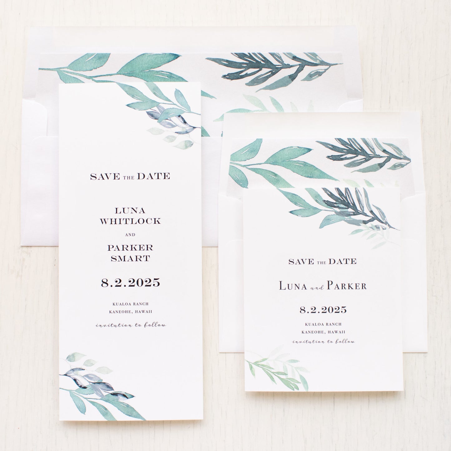 Minimal Greenery Save The Dates