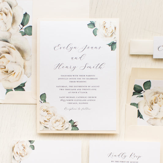 White Rose Wedding Invitations