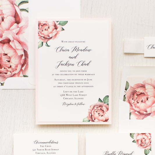 Blush Floral Wedding Invitations
