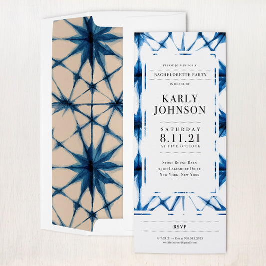 Indigo Wash Bachelorette Party Invitations