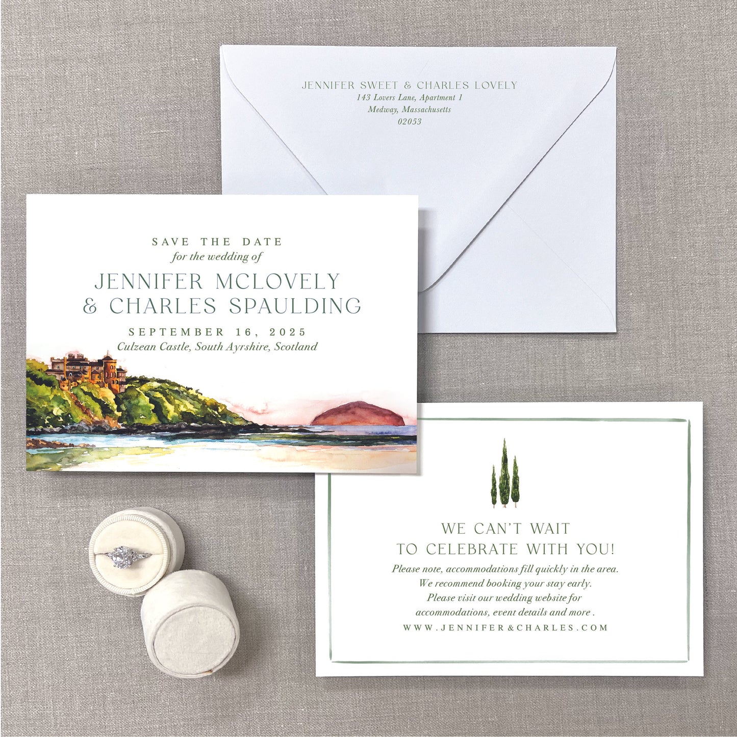 Culzean Castle, Scotland, Watercolor Venue Save The Dates