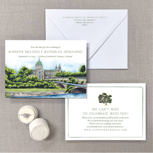 Galway Cathedral, Galway, Ireland, Watercolor Venue Save The Dates