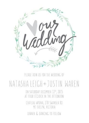Leaf Wreath Wedding Invitations by Brynie L.