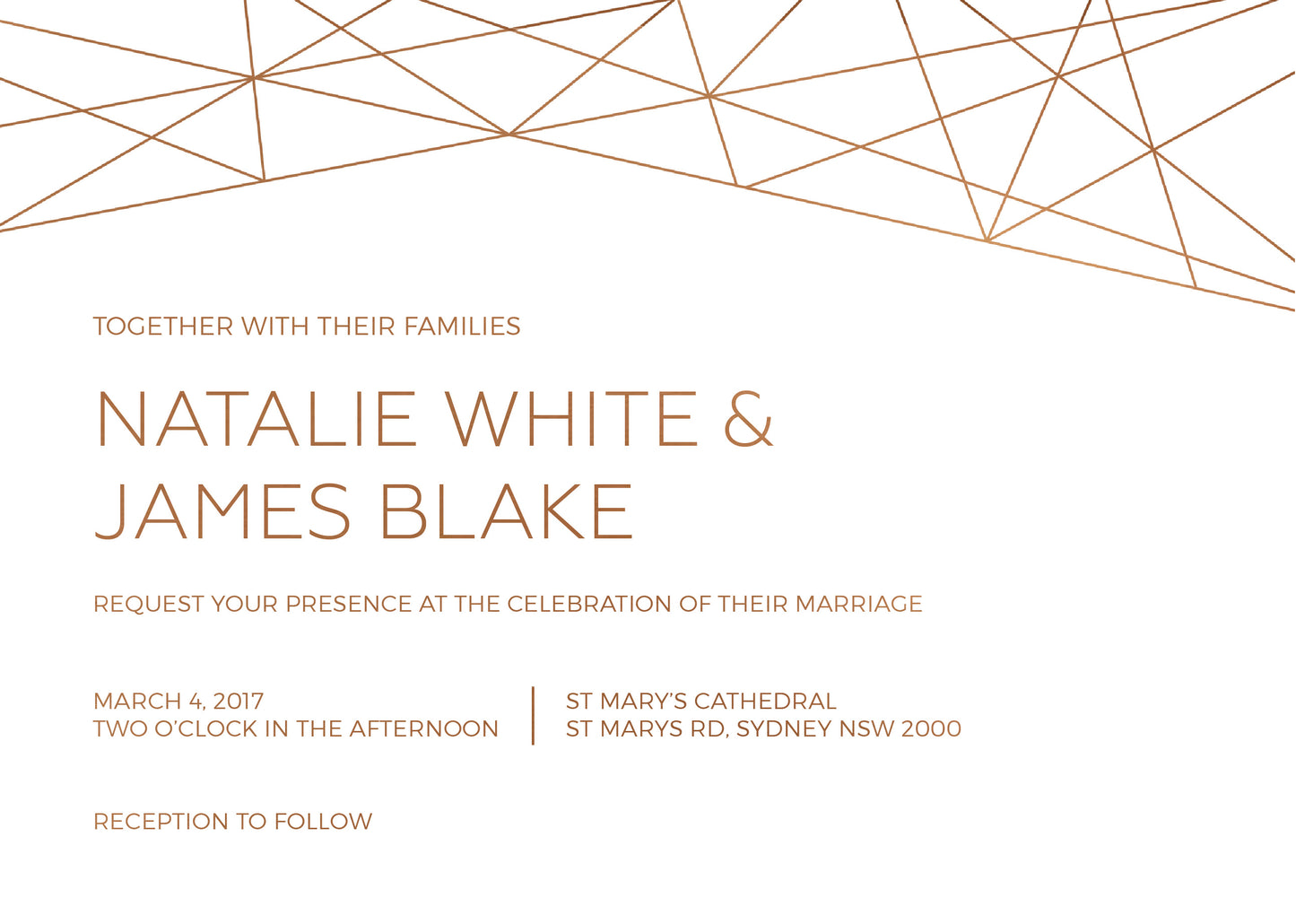 Geometric Copper Wedding Invitations by Jacqueline Q.