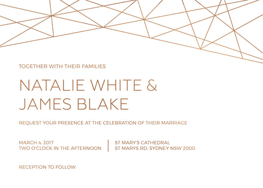 Geometric Copper Wedding Invitations by Jacqueline Q.