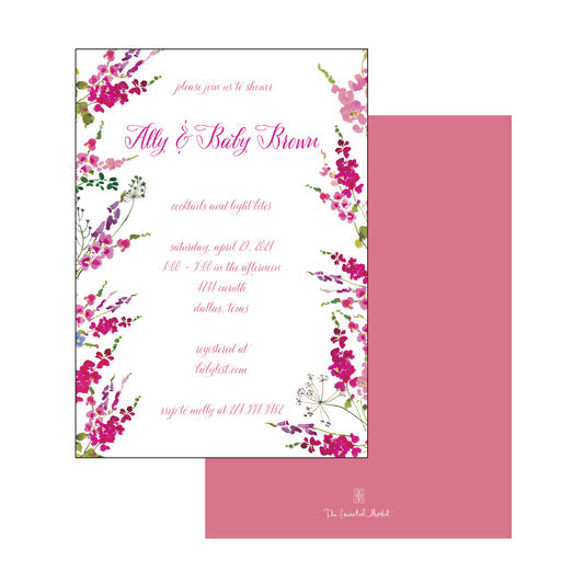 Pink And Blue Bonnets | Invitation | Pink