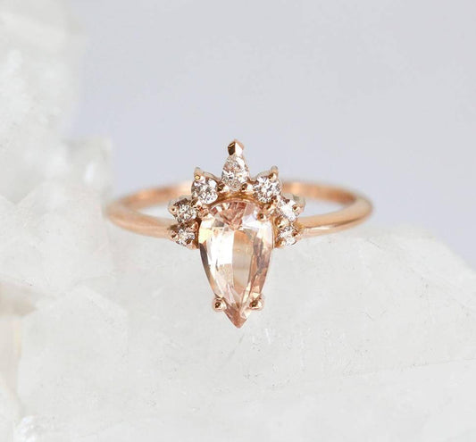 Ishika Peach Sapphire Diamond Ring