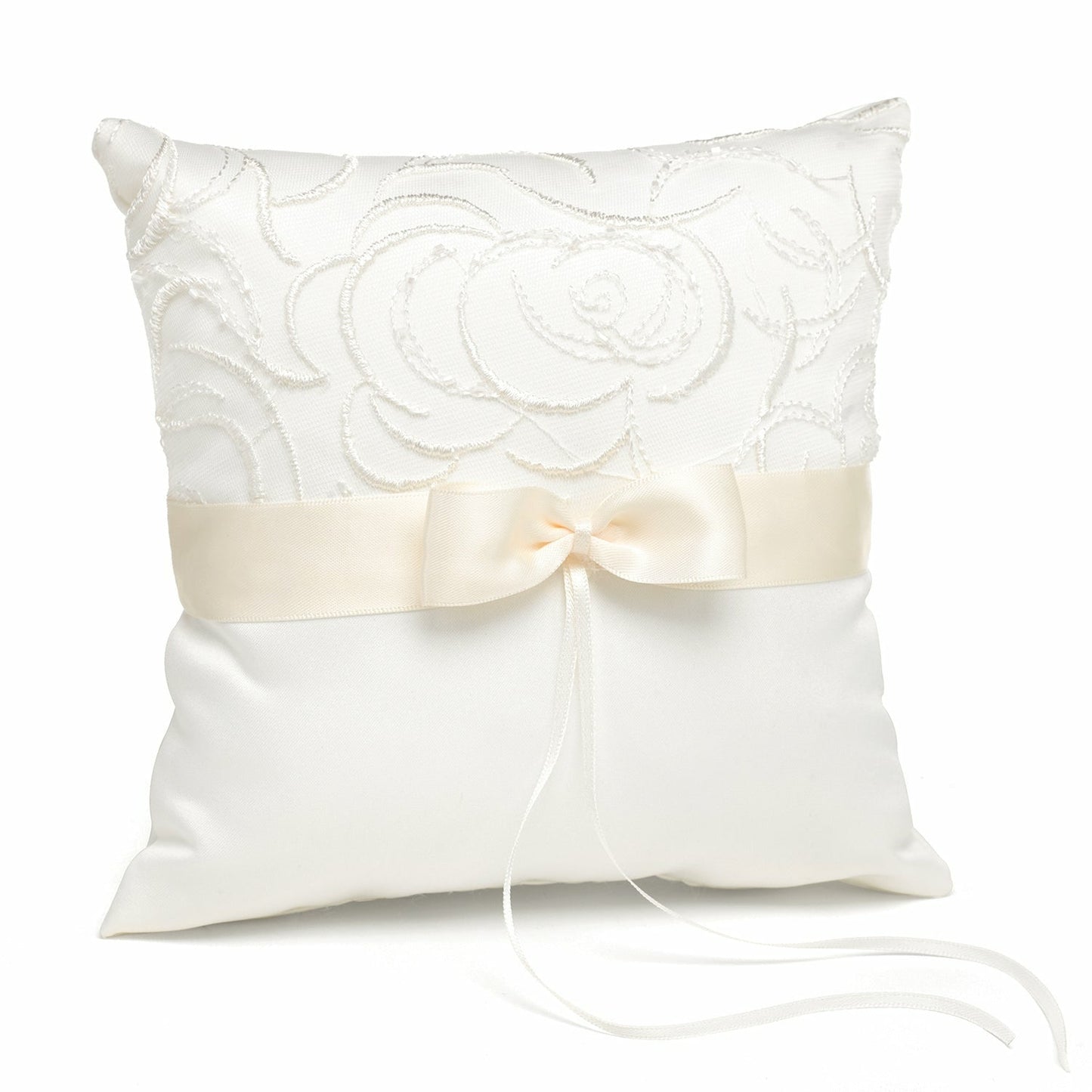 Ivory Satin & Swirls Pillow