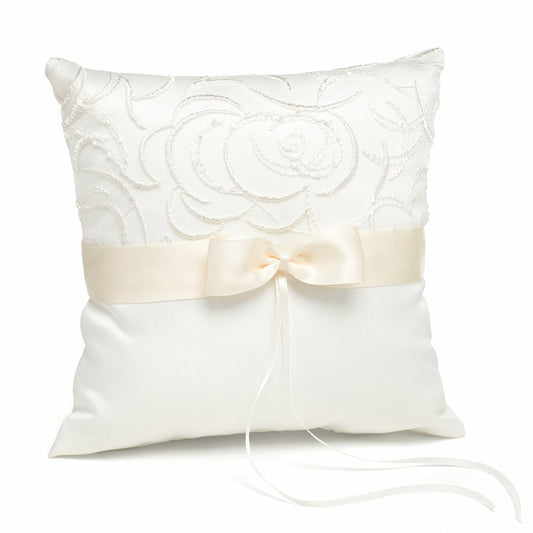 Ivory Satin & Swirls Pillow