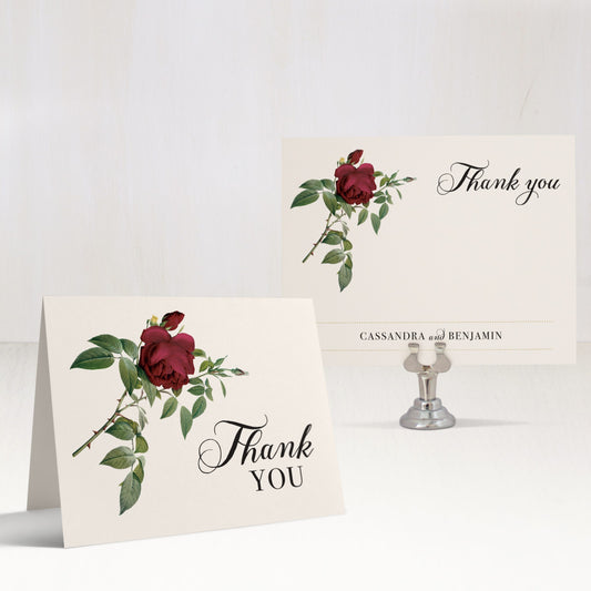 Ivory & Burgundy Thank You Cards