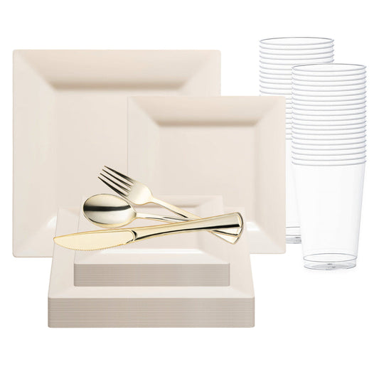 Ivory Square Plastic Wedding Value Set