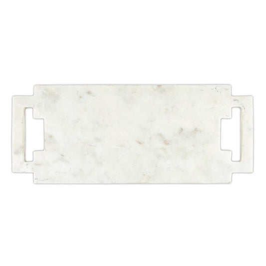 Double Handle Marble Board with Square Handle - White