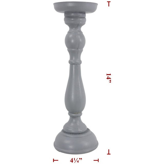 14" Gray Candle Holder