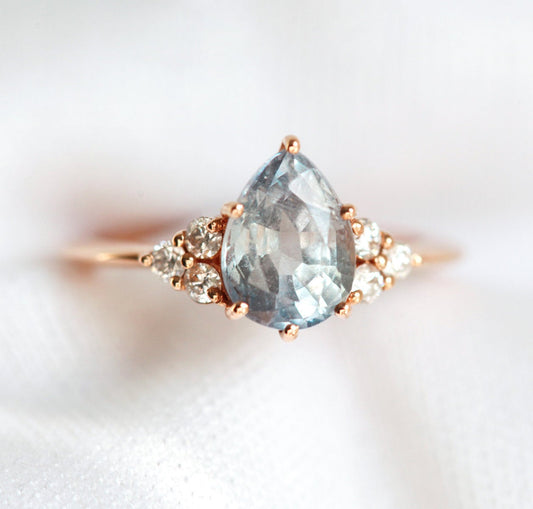 Jeanie Pear Sapphire Diamonds Ring