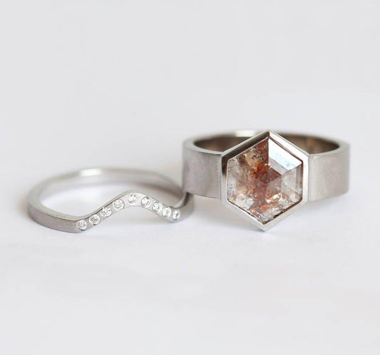 Jessica Greyish Red Diamond Ring Set