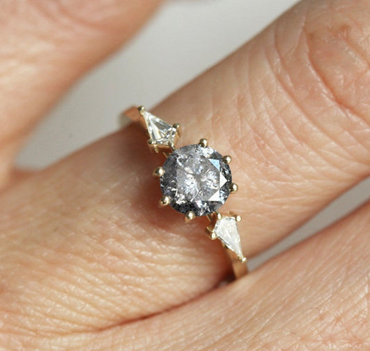 Jolie Round Salt & Pepper Diamond Ring