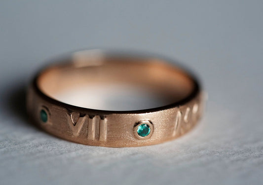Jordan Rose Gold Wedding Ring, Roman Numerals Ring