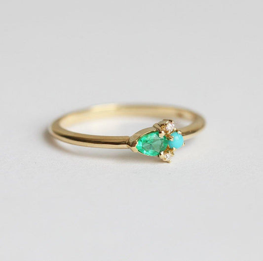 Juno Pear Emerald Cluster Ring