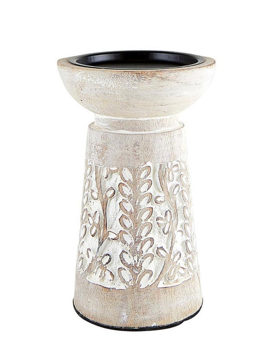 Botanical Mango Wood Candle Holder