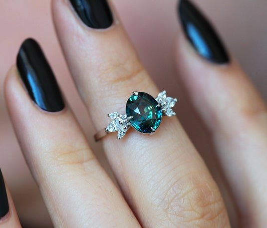 Katie Oval Sapphire Diamond Ring