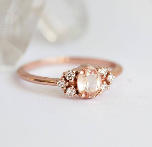 Krupali Peach Sapphire Diamond Ring