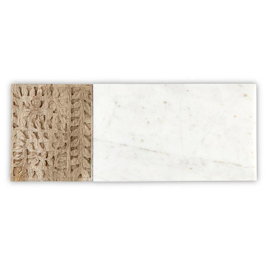 Marble and Carved Wood Serving Board - Rectangle
