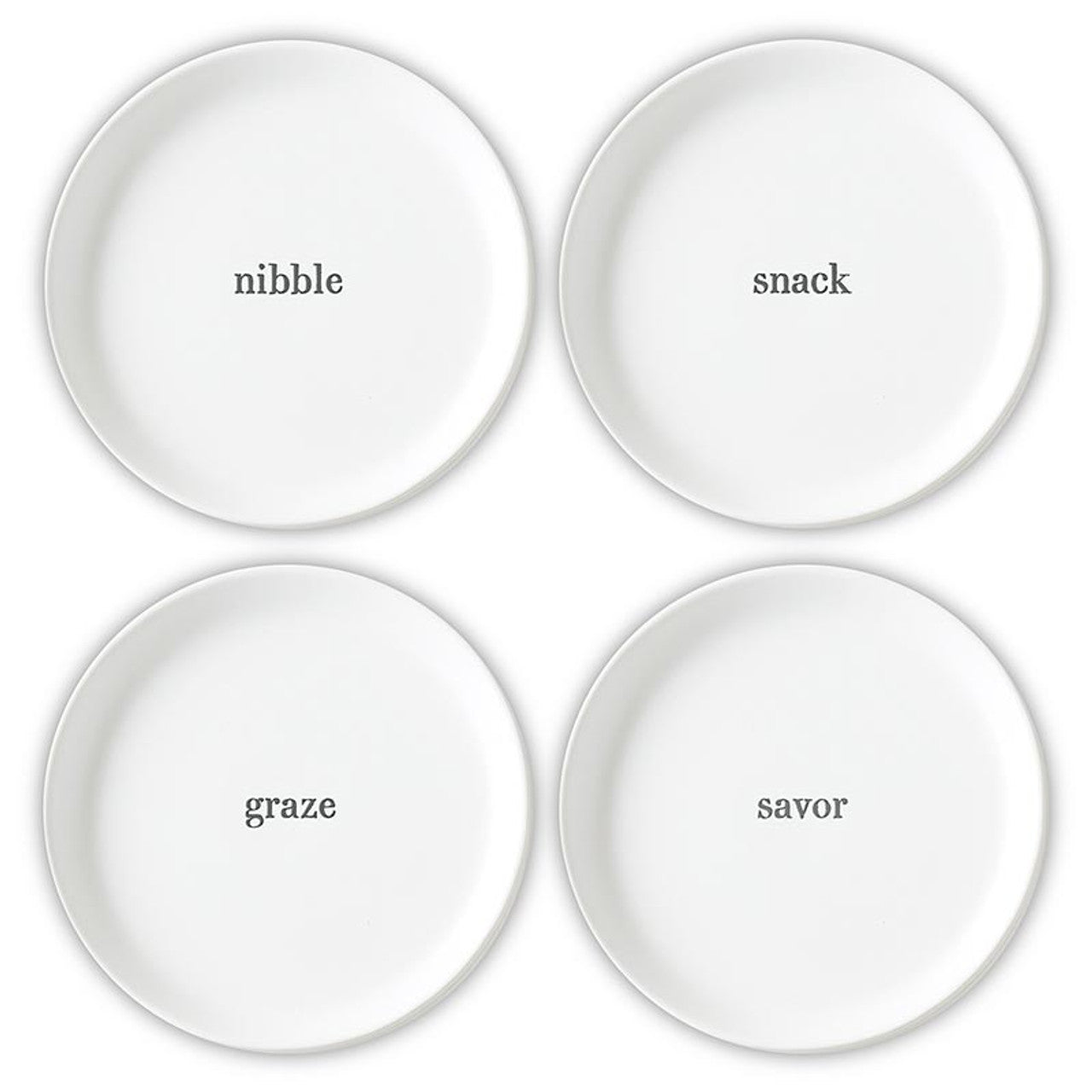 Face To Face Appetizer Plates - Nibble Graze Snack Savor - Set of 4
