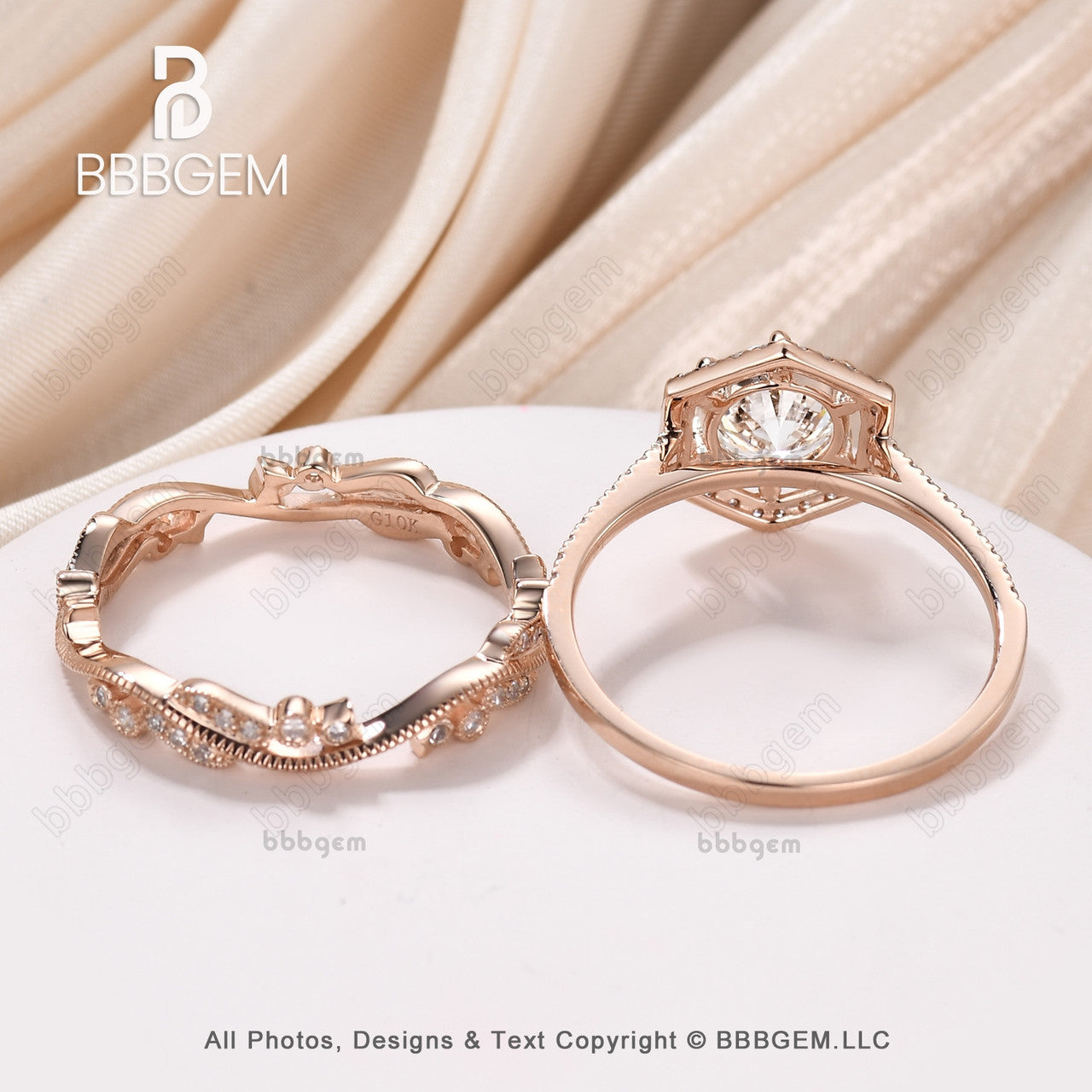 1.2 Carat 7mm Round Halo Lab Grown Diamond Engagement Ring Set VS Grade Vintage Bridal Ring IGI Certified