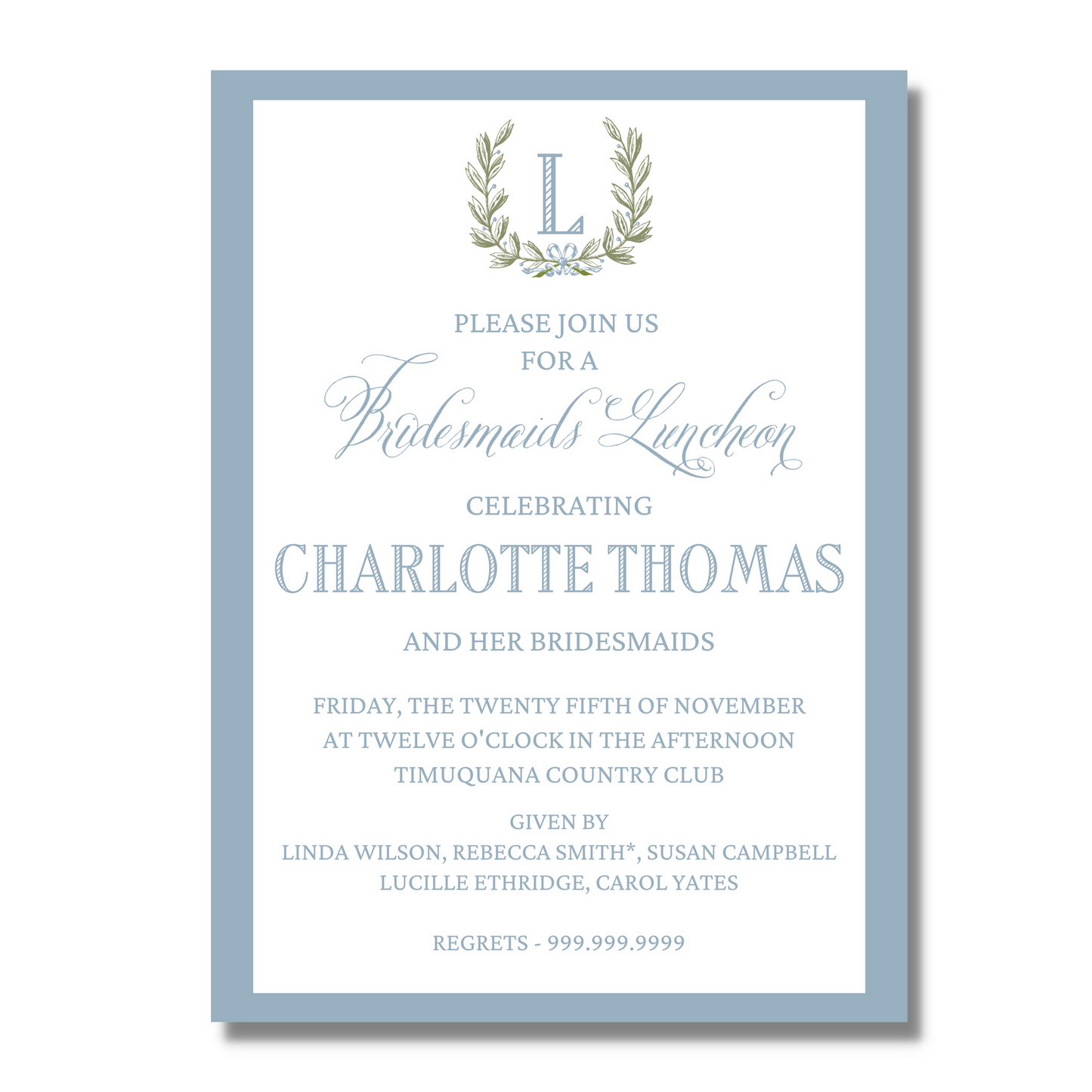 Laurel Monogram - Bridal Shower Invite