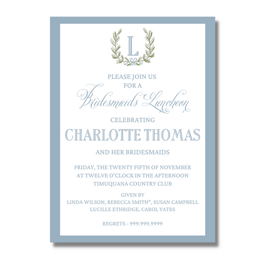 Laurel Monogram - Bridal Shower Invite