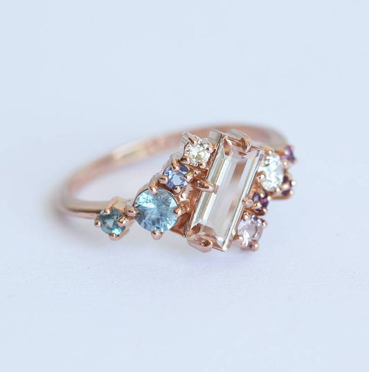 Lila Morganite Cluster Ring
