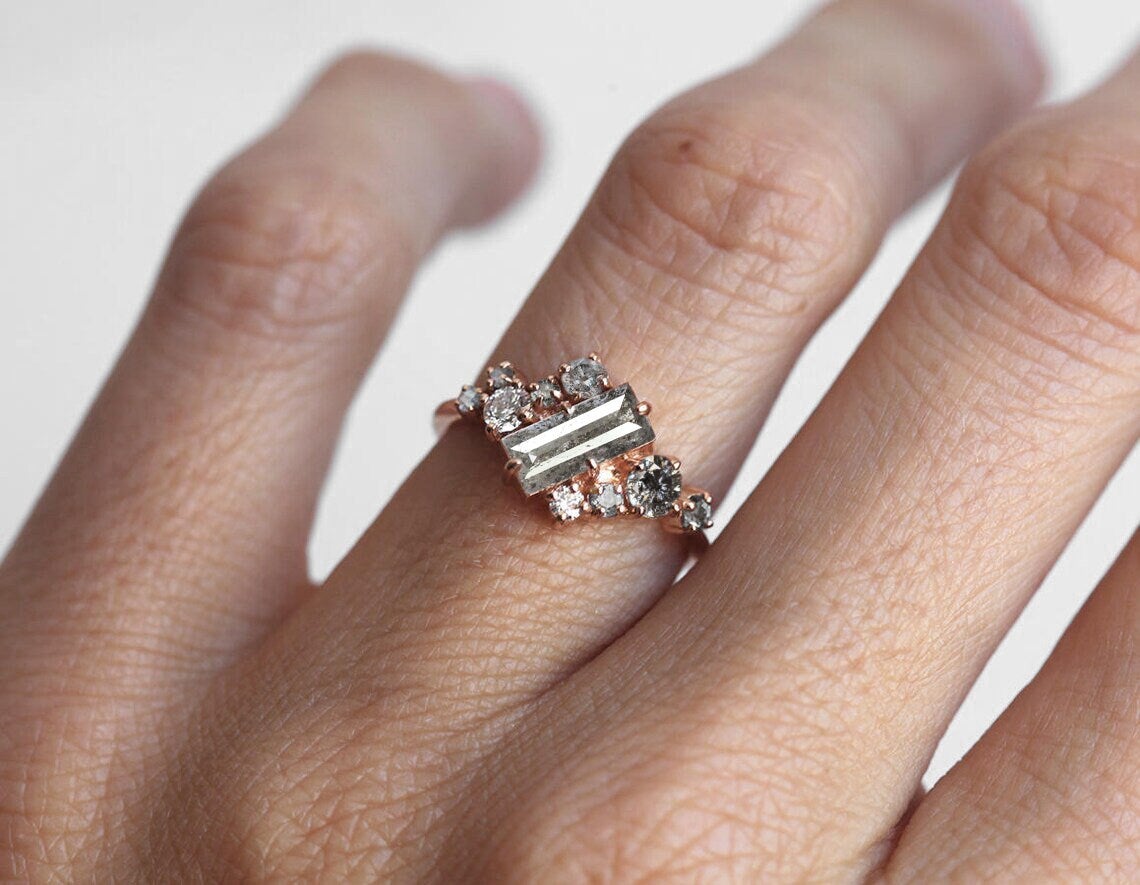 Lila Salt & Pepper Diamond Cluster Ring